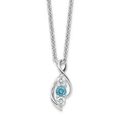 Survivor Collection Sterling Silver Rhodium-plated Clear and Blue Swarovski Topaz Legacy Necklace