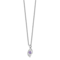 Sterling Silver Legacy Necklace with Clear and Purple Swarovski Topaz - 16