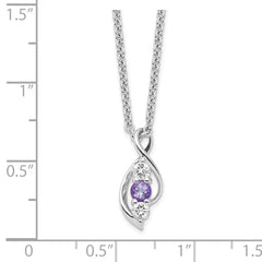 Sterling Silver Legacy Necklace with Clear and Purple Swarovski Topaz - 16