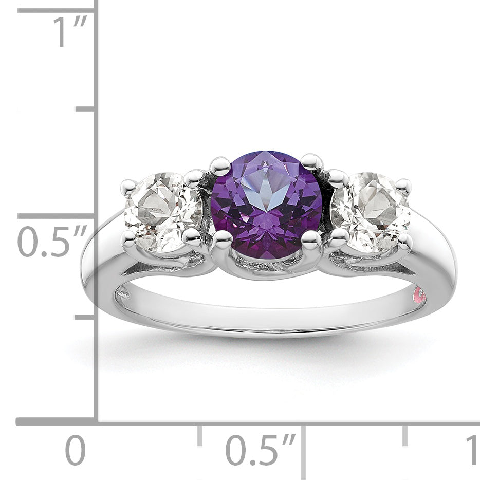 Survivor Collection Sterling Silver Rhodium-plated Clear and Purple Crystal Topaz Pamela Ring Secondary image