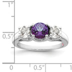 Survivor Collection Sterling Silver Rhodium-plated Clear and Purple Crystal Topaz Pamela Ring