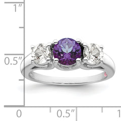 Survivor Collection Sterling Silver Rhodium-plated Clear and Purple Swarovski Topaz Pamela Ring