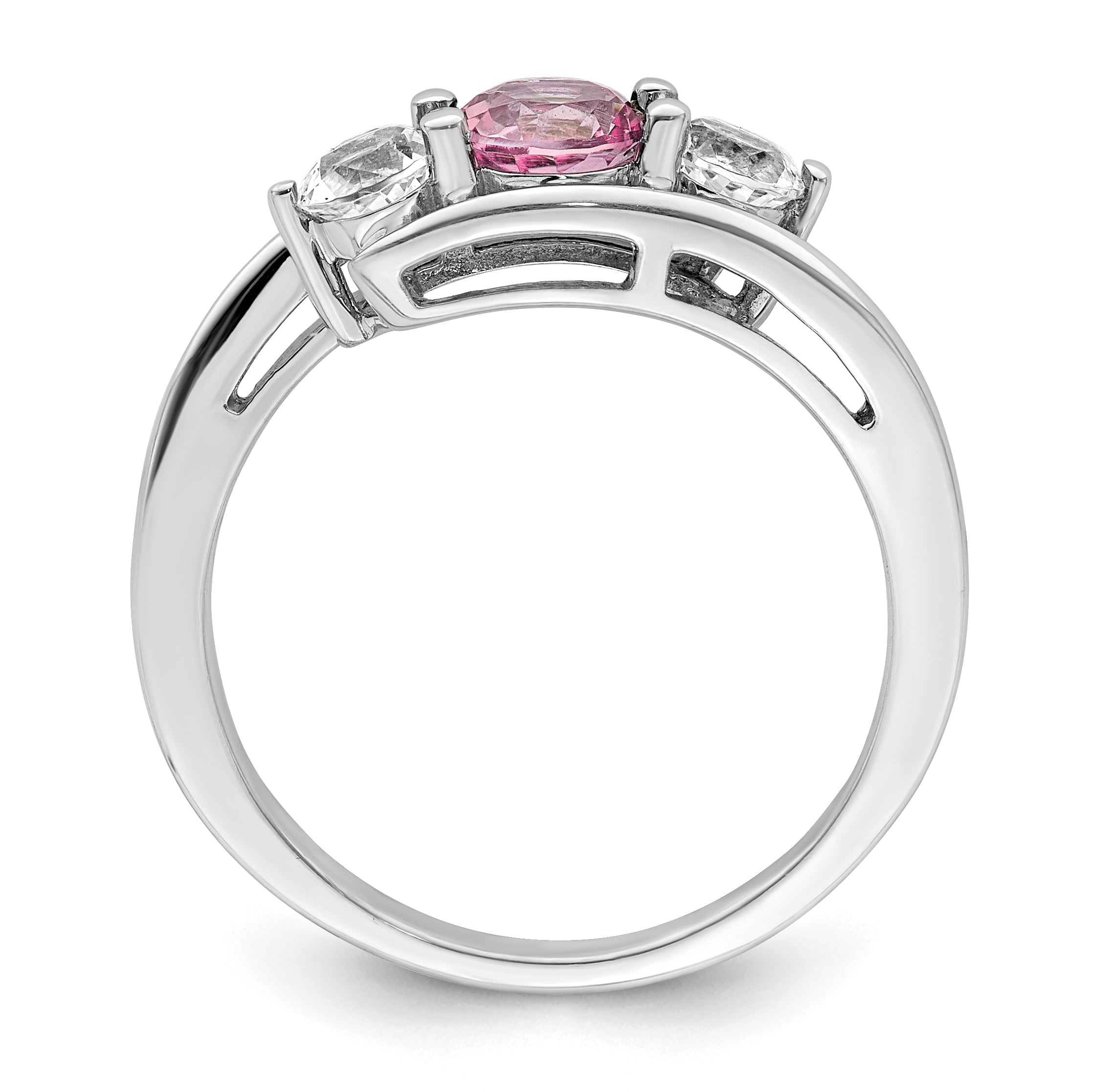 Survivor Collection Sterling Silver Rhodium-plated White and Pink Swarovski Topaz Sue Ring