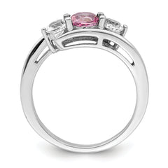 Survivor Collection Sterling Silver Rhodium-plated White and Pink Swarovski Topaz Sue Ring