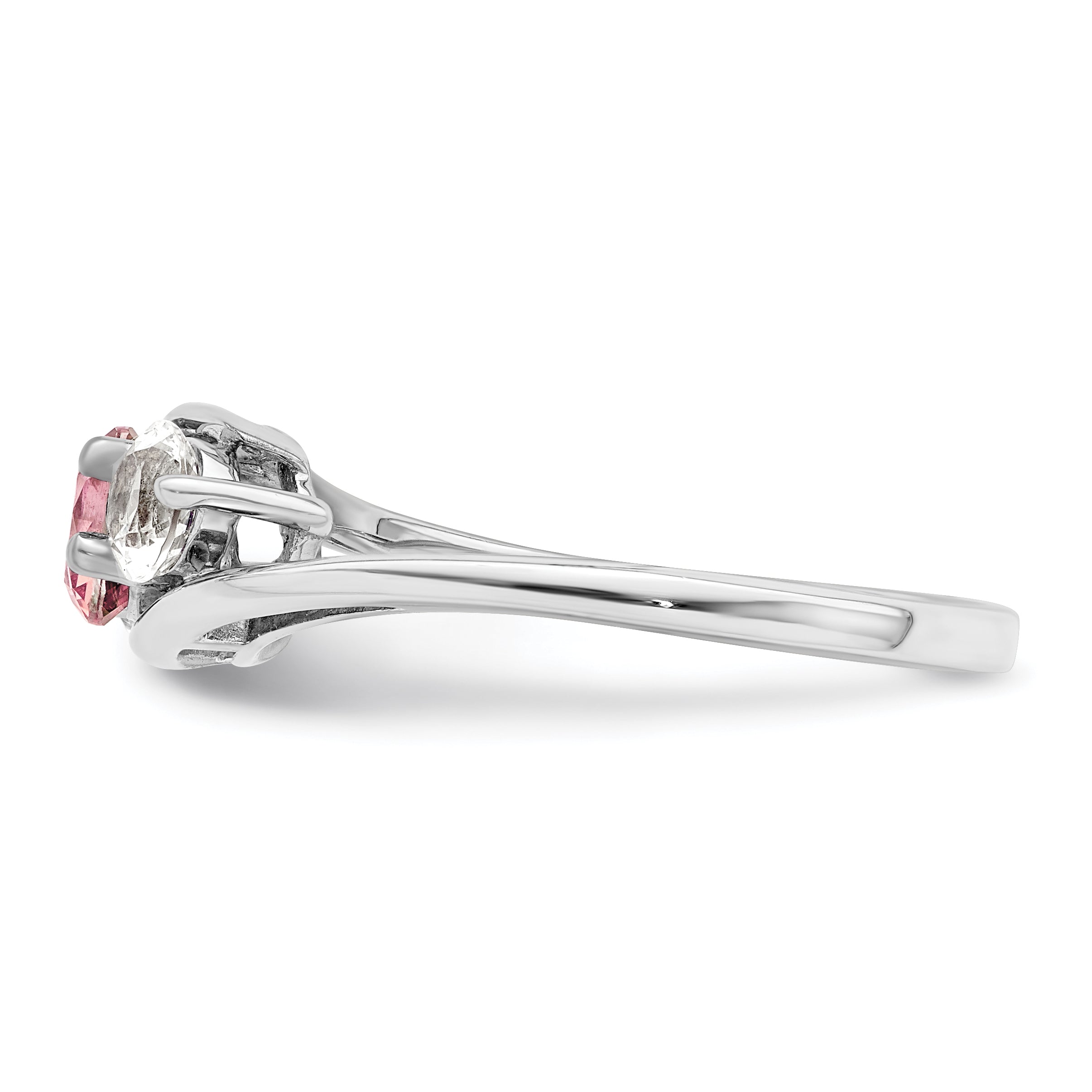 Survivor Collection Sterling Silver Rhodium-plated White and Pink Swarovski Topaz Sue Ring
