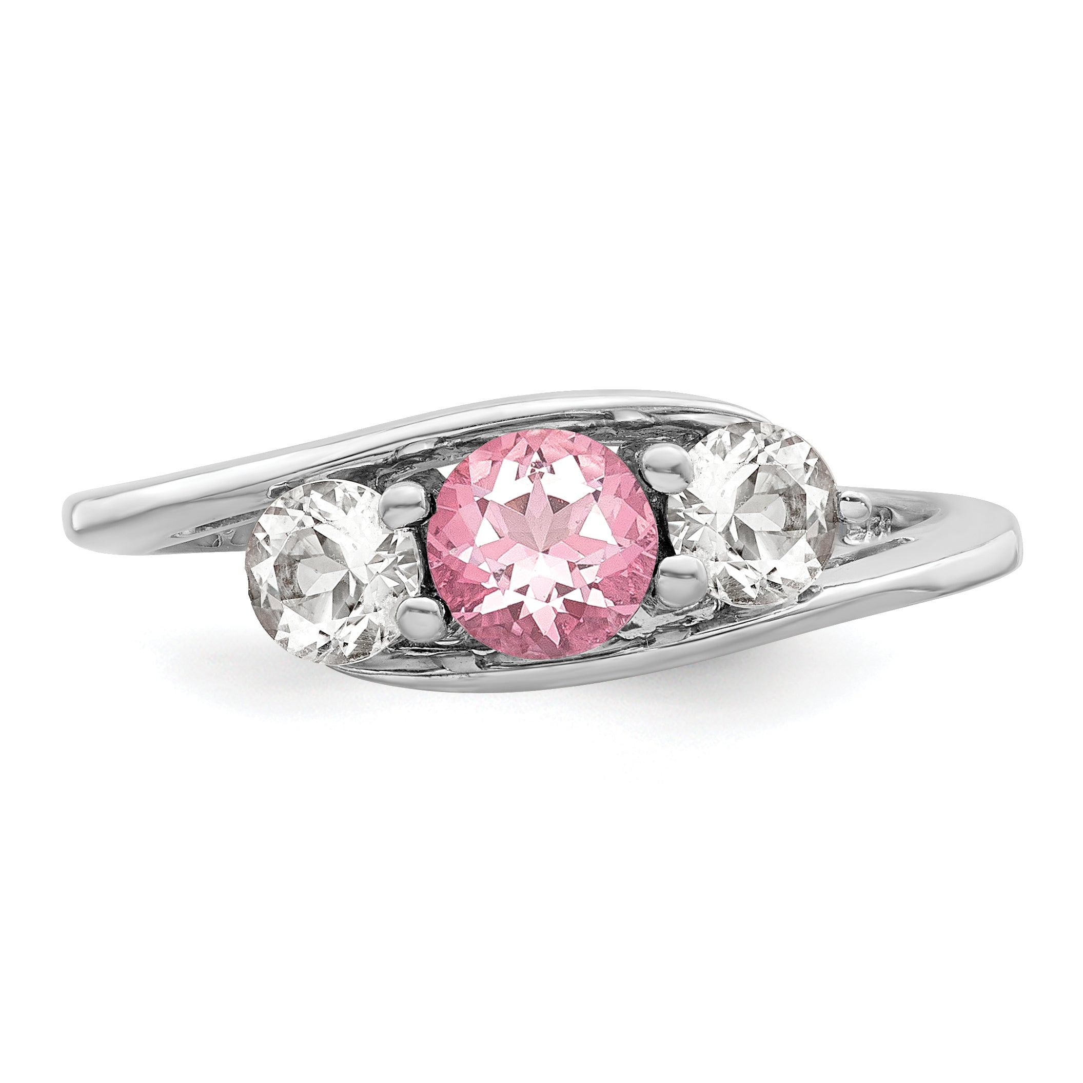 Survivor Collection Sterling Silver Rhodium-plated White and Pink Swarovski Topaz Sue Ring