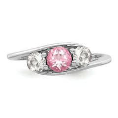 Survivor Collection Sterling Silver Rhodium-plated White and Pink Swarovski Topaz Sue Ring