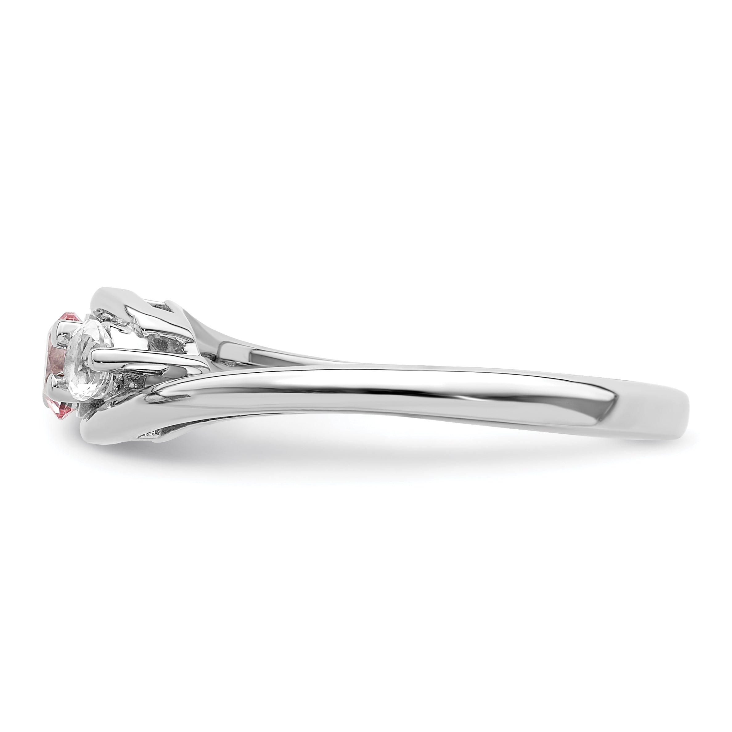 Survivor Collection Sterling Silver Rhodium-plated White and Pink Swarovski Topaz Sue Ring