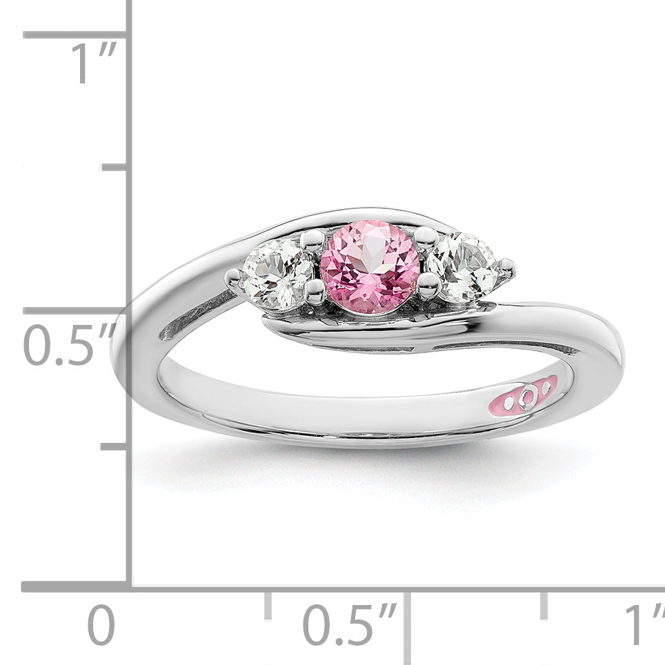 Survivor Collection Sterling Silver Rhodium-plated White and Pink Swarovski Topaz Sue Ring