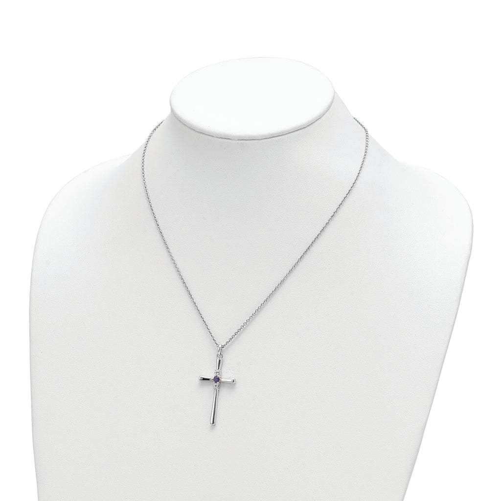Sophia Jewelers Sterling Silver Faith Cross Necklace with Crystal Topaz