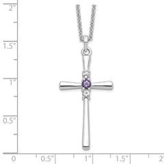 Sophia Jewelers Sterling Silver Faith Cross Necklace with Crystal Topaz
