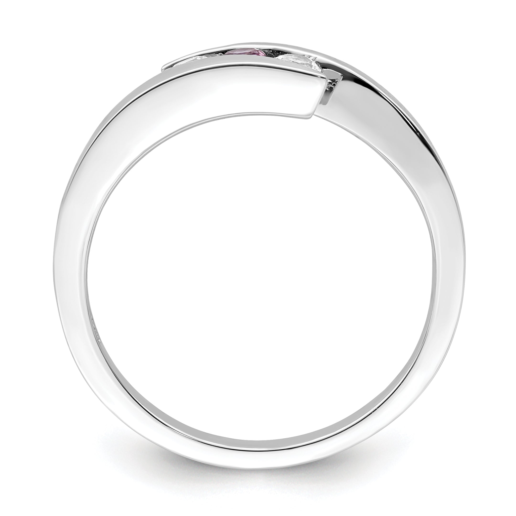 Survivor Collection 10K White Gold Rhodium-plated White and Pink Crystal Topaz Circle of Strength Ring Secondary image