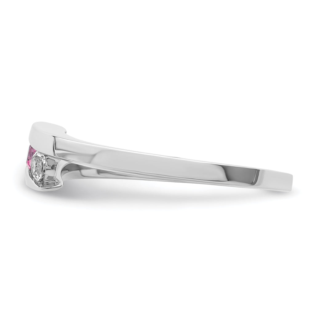 Survivor Collection 10K White Gold Rhodium-plated White and Pink Crystal Topaz Circle of Strength Ring