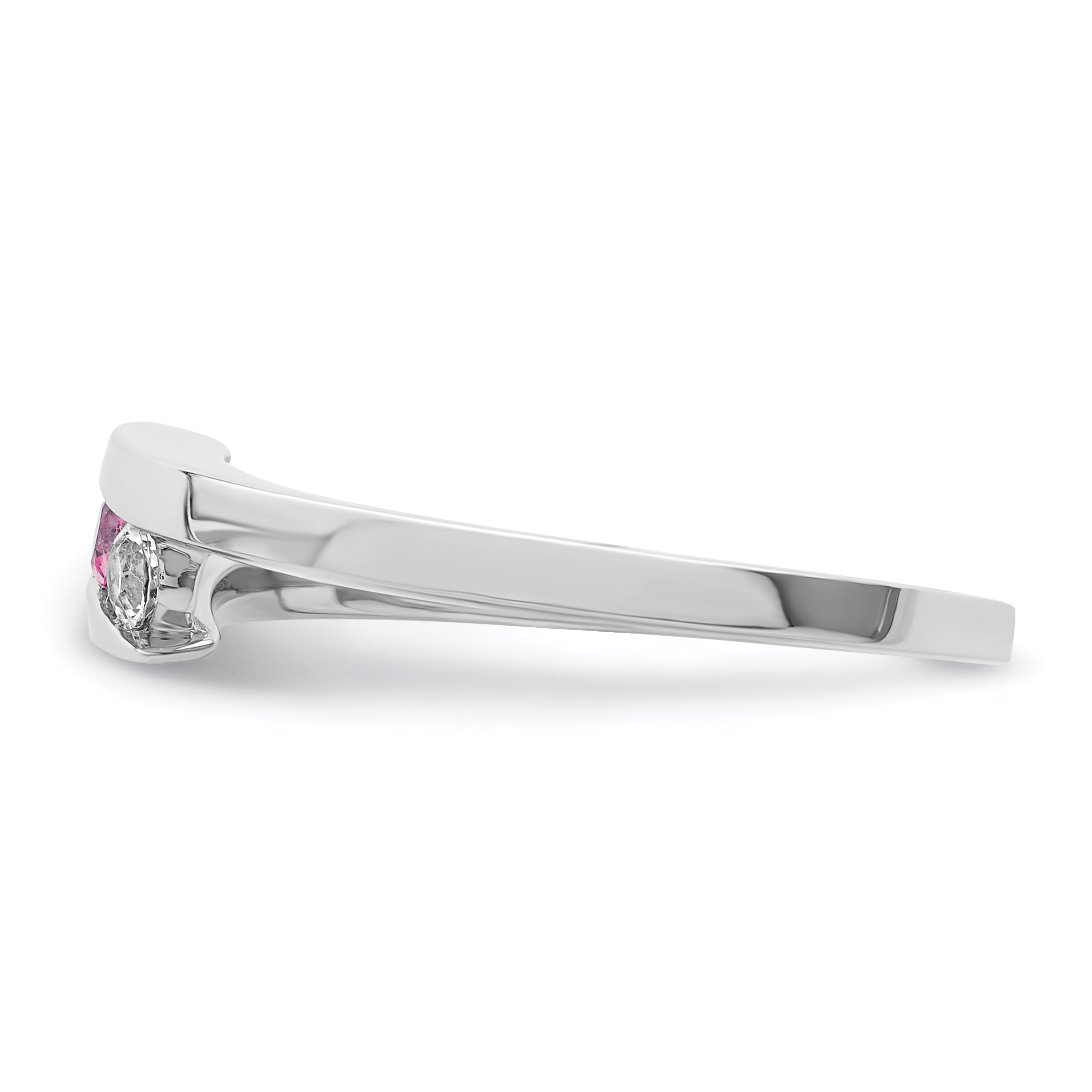 Survivor Collection 10K White Gold Rhodium-plated White and Pink Crystal Topaz Circle of Strength Ring