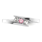 Survivor Collection 10K White Gold Rhodium-plated White and Pink Crystal Topaz Circle of Strength Ring