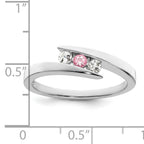 Survivor Collection 10K White Gold Rhodium-plated White and Pink Crystal Topaz Circle of Strength Ring
