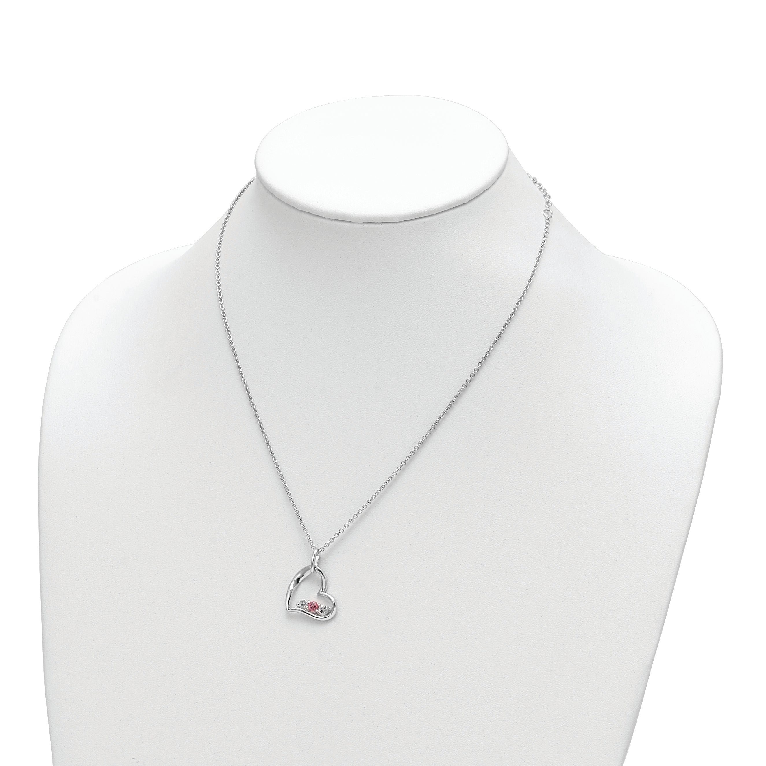Sophia Jewelers Sterling Silver Heart Necklace with Pink Topaz Elegance