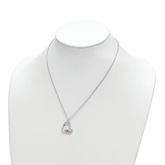 Survivor Collection Sterling Silver Rhodium-plated Clear Pink Swarovski Topaz Heart of Strength Necklace