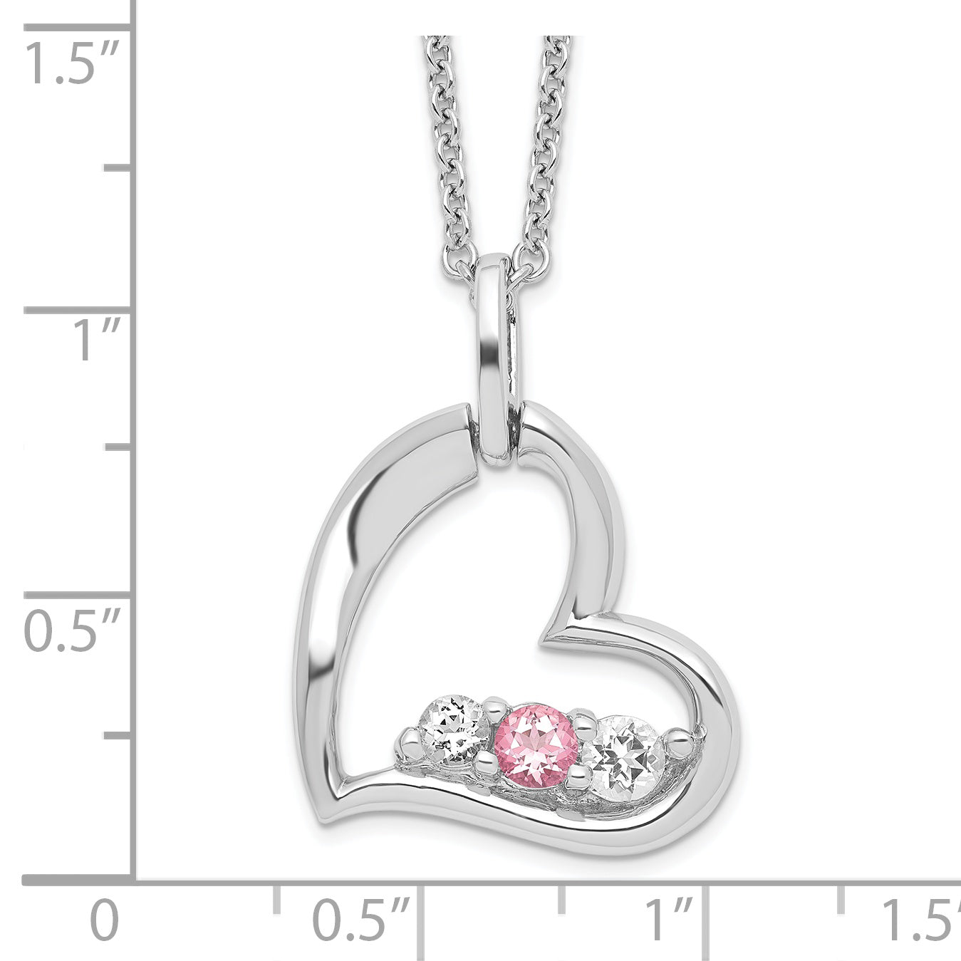 Survivor Collection Sterling Silver Rhodium-plated Clear Pink Swarovski Topaz Heart of Strength Necklace