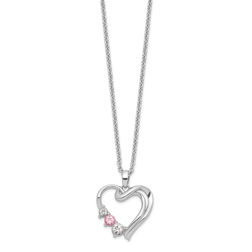 10K White Gold Heart of Healing Necklace with Pink & Clear Crystal Topaz
