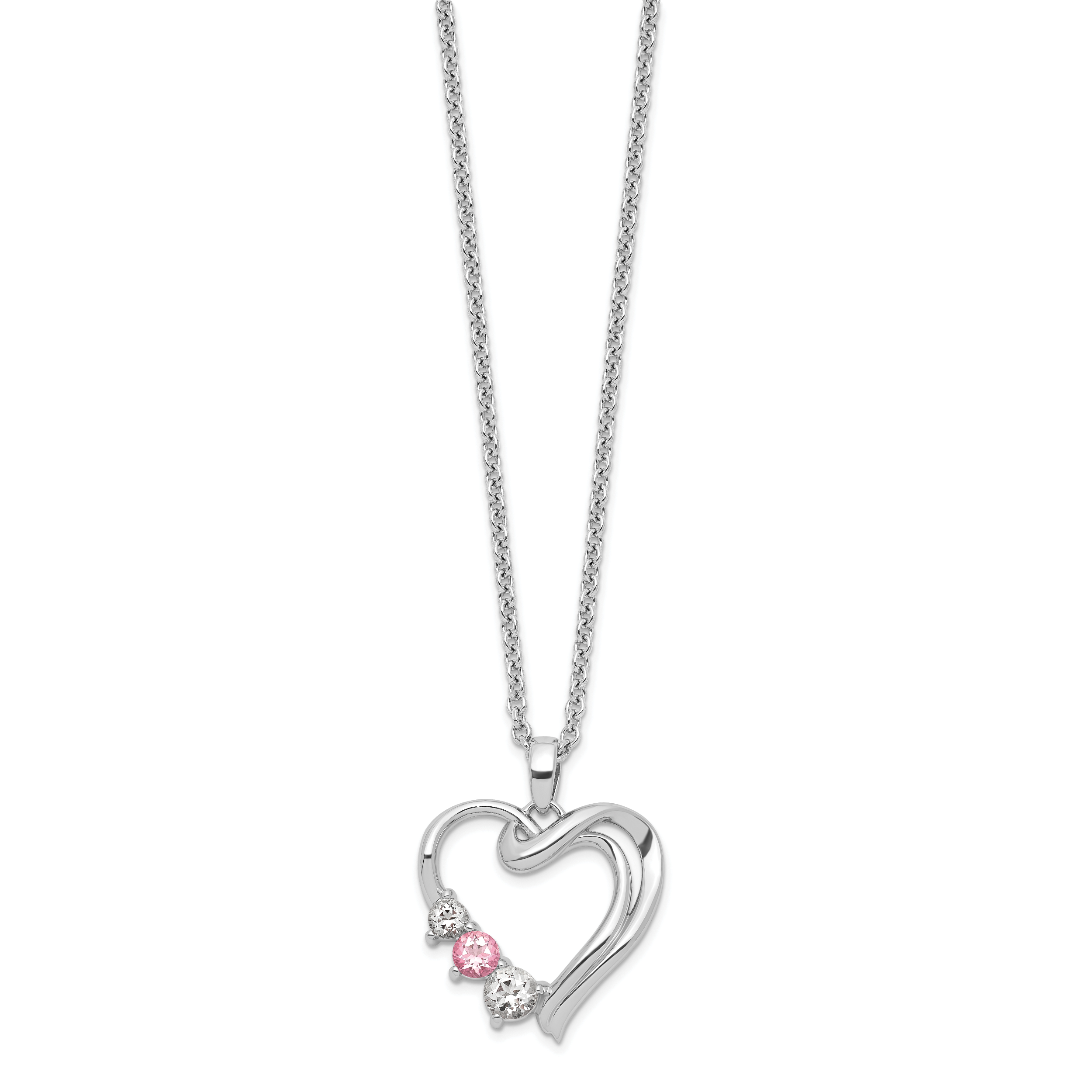 10K White Gold Heart of Healing Necklace with Pink & Clear Crystal Topaz
