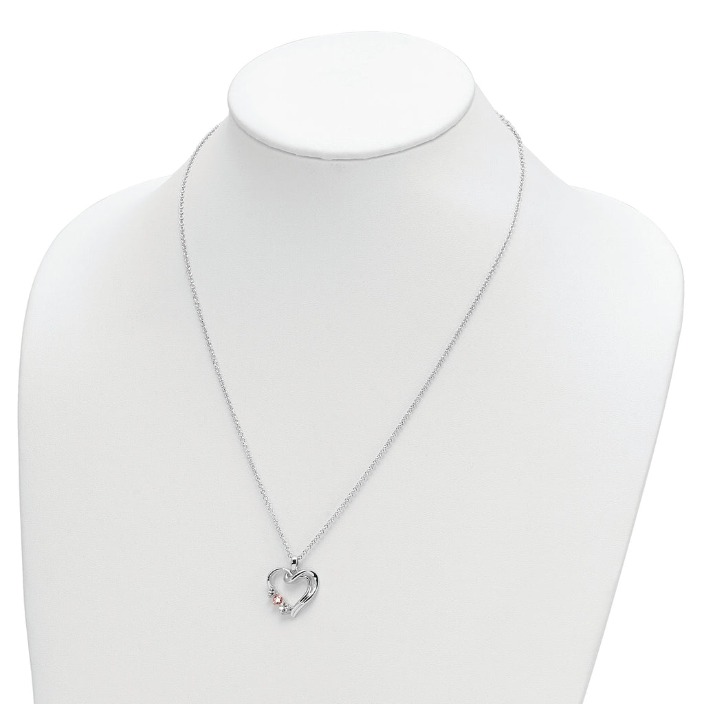 10K White Gold Heart of Healing Necklace with Pink & Clear Crystal Topaz