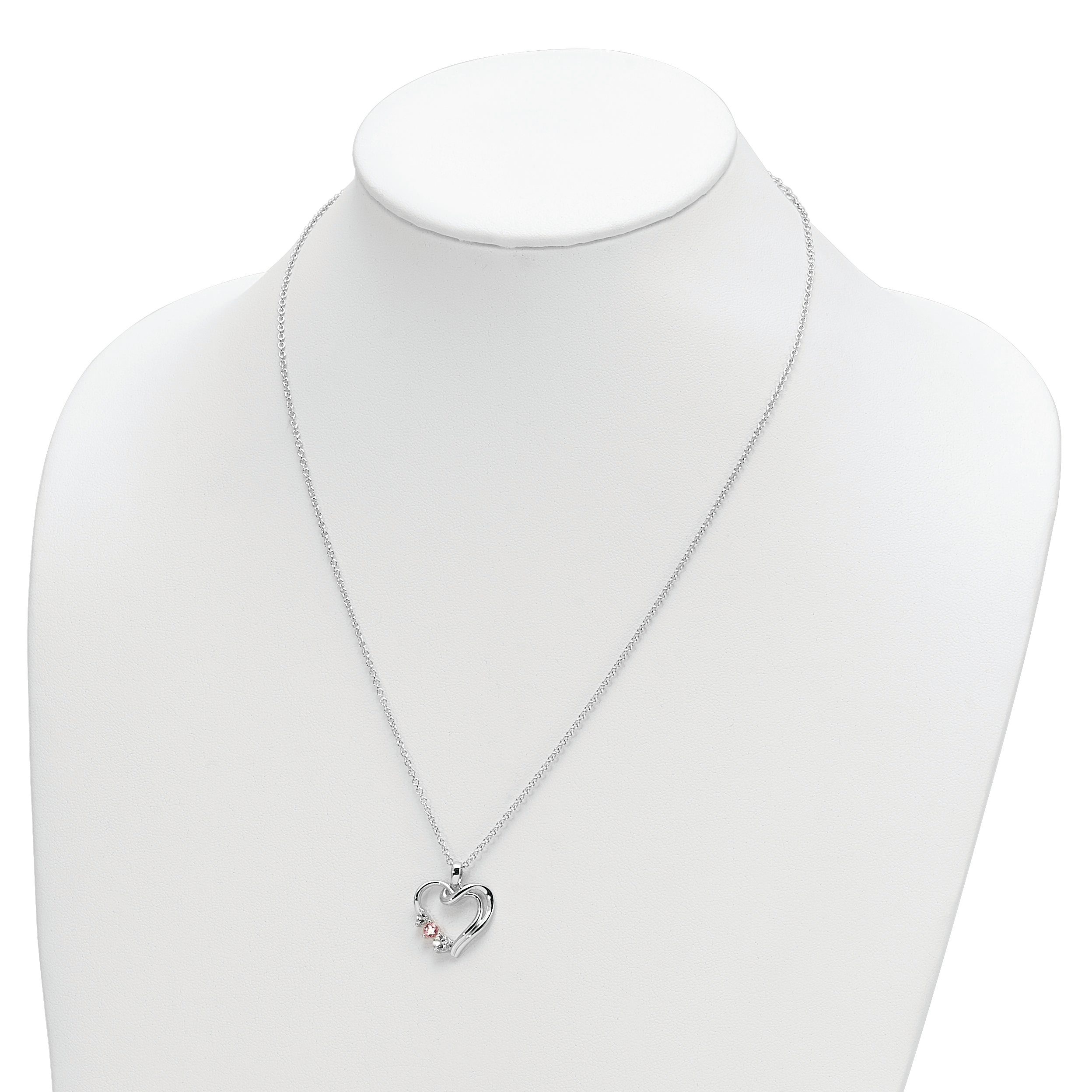 10K White Gold Heart of Healing Necklace with Pink & Clear Crystal Topaz