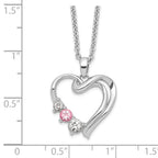 10K White Gold Heart of Healing Necklace with Pink & Clear Crystal Topaz