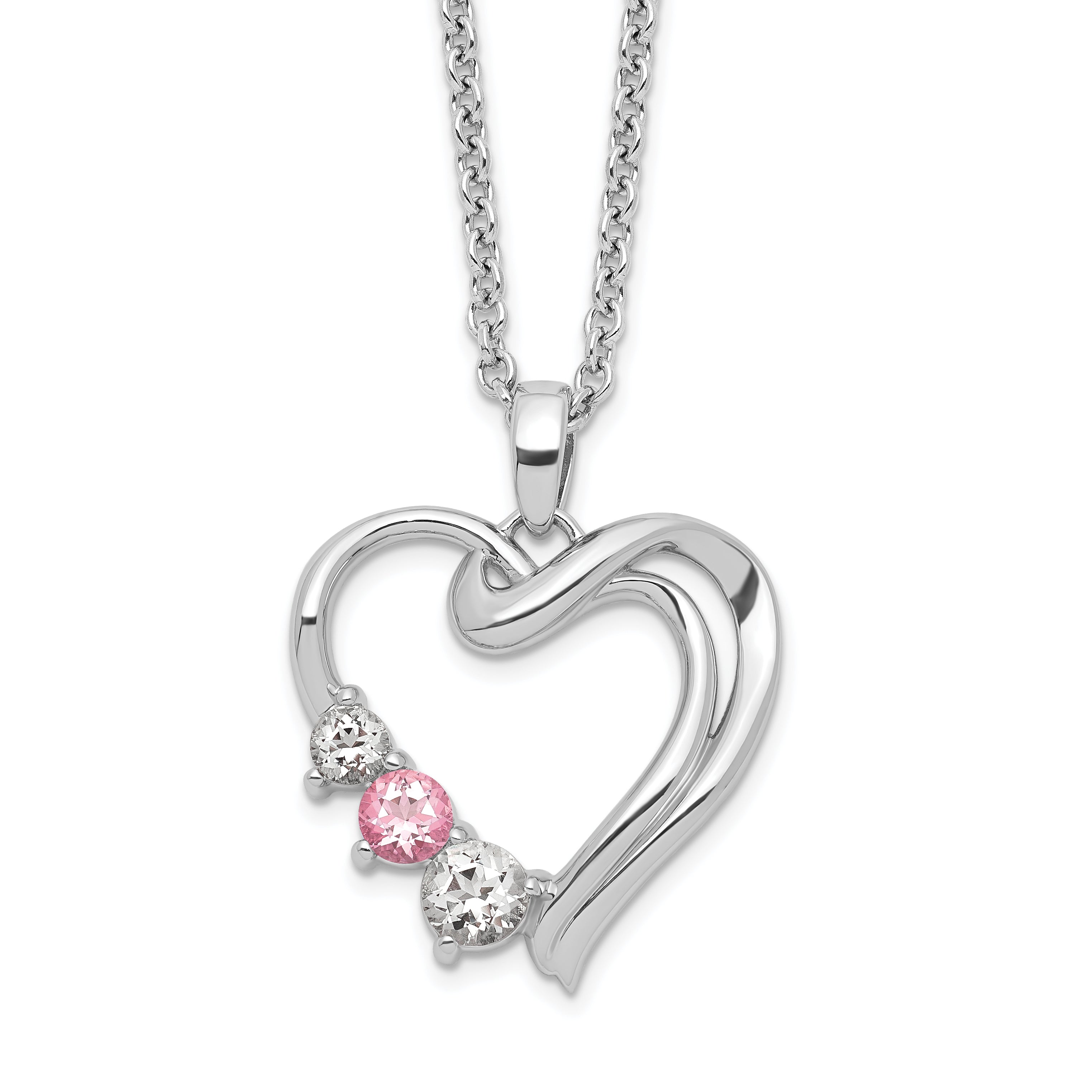 Survivor Collection 10K White Gold Rhodium-plated Clear Pink Swarovski Topaz Heart of Healing Necklace Main image