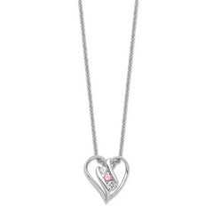 Survivor Collection 10K White Gold Rhodium-plated Clear Pink Swarovski Topaz Heart of Support Necklace