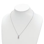 10K White Gold Crystal Topaz Necklace with Pink Accent and Extender
