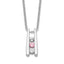 Survivor Collection 10K White Gold Rhodium-plated 16 Inch White and Pink Swarovski Topaz Grateful Necklace with 2 Inch Extender