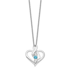 Sterling Silver Rhodium-Plated Topaz Necklace with Blue Swarovski Elegance - 18
