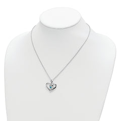 Sterling Silver Rhodium-Plated Topaz Necklace with Blue Swarovski Elegance - 18