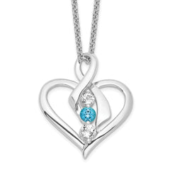 Survivor Collection Sterling Silver Rhodium-plated Clear and Blue Swarovski Topaz Heather Necklace