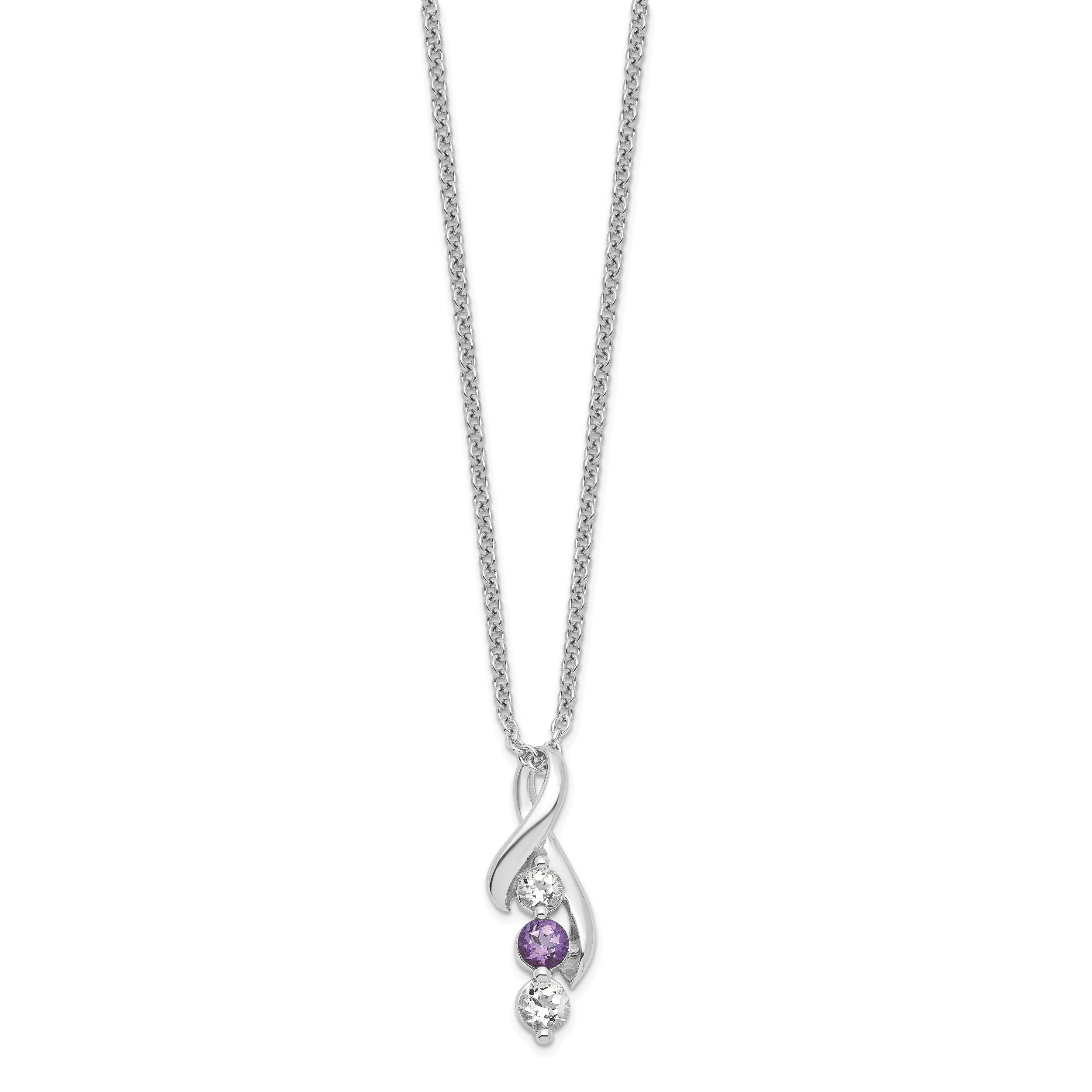 Survivor Collection Sterling Silver Rhodium-plated Clear and Purple Swarovski Topaz Jen with ext Necklace