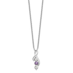 925 Sterling Silver Necklace with Purple and White Swarovski Topaz Pendant