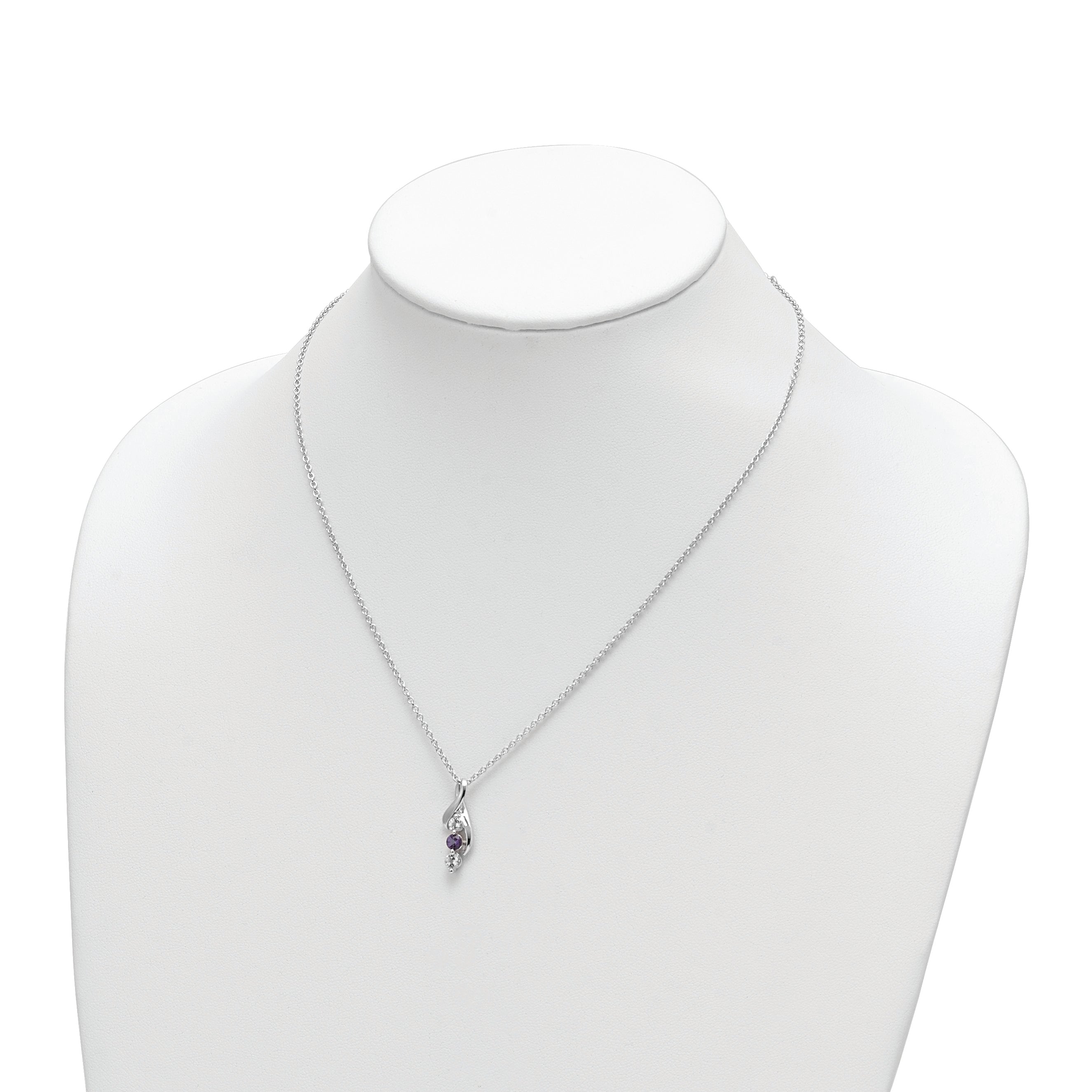 Survivor Collection Sterling Silver Rhodium-plated Clear and Purple Swarovski Topaz Jen with ext Necklace