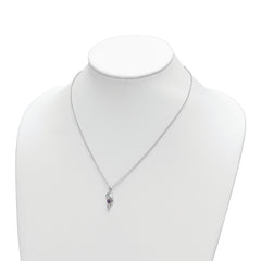 925 Sterling Silver Necklace with Purple and White Swarovski Topaz Pendant