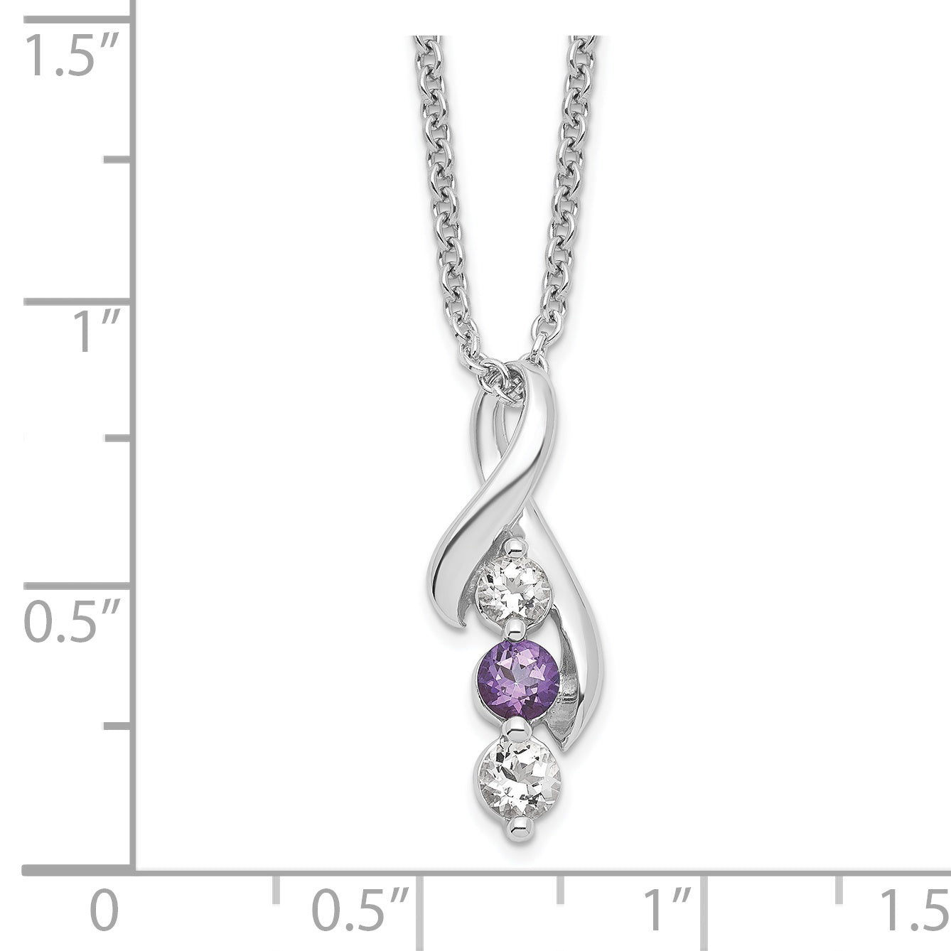 925 Sterling Silver Necklace with Purple and White Swarovski Topaz Pendant