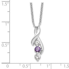 925 Sterling Silver Necklace with Purple and White Swarovski Topaz Pendant