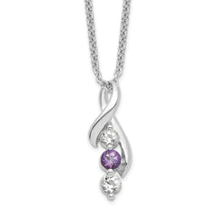 Survivor Collection Sterling Silver Rhodium-plated Clear and Purple Swarovski Topaz Jen with ext Necklace