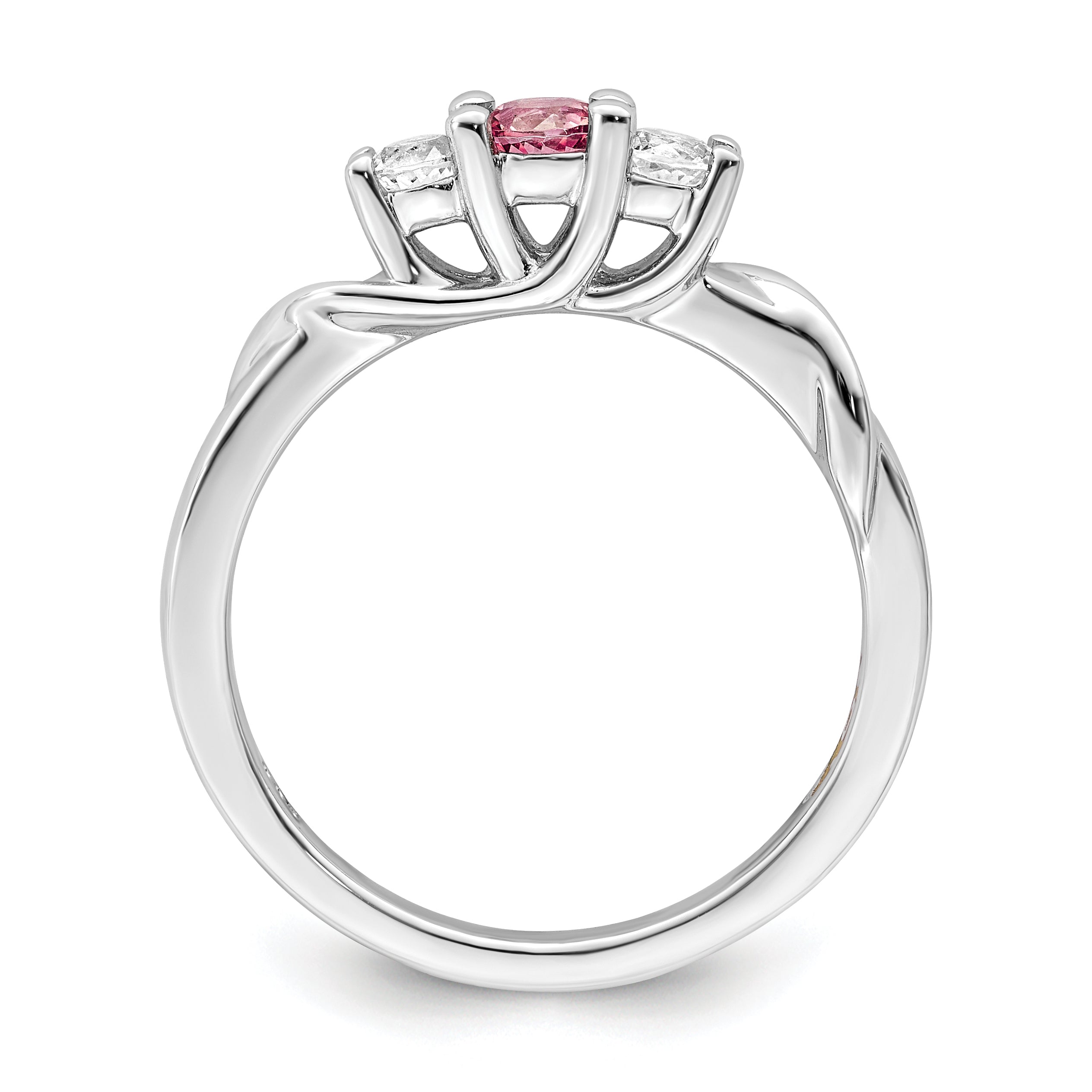 Survivor Collection Sterling Silver Rhodium-plated White and Pink Crystal Topaz Joanna Ring