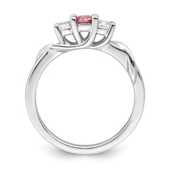Survivor Collection Sterling Silver Rhodium-plated White and Pink Swarovski Topaz Joanna Ring