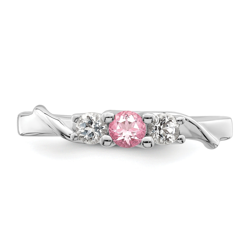 Survivor Collection Sterling Silver Rhodium-plated White and Pink Crystal Topaz Joanna Ring