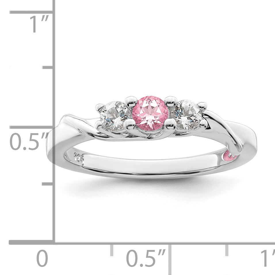Survivor Collection Sterling Silver Rhodium-plated White and Pink Swarovski Topaz Joanna Ring