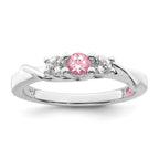 Survivor Collection Sterling Silver Rhodium-plated White and Pink Swarovski Topaz Joanna Ring