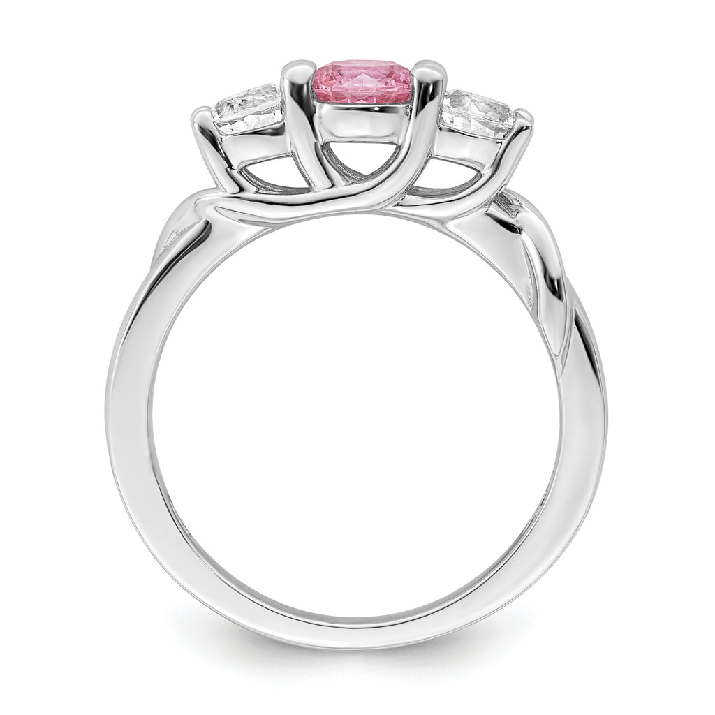 Survivor Collection Sterling Silver Rhodium-plated White and Pink Crystal Topaz Joanna Ring