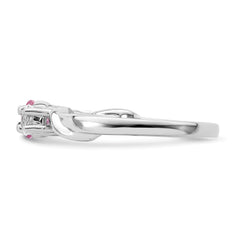 Survivor Collection Sterling Silver Rhodium-plated White and Pink Swarovski Topaz Joanna Ring