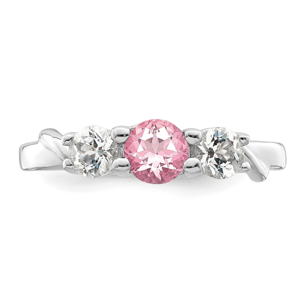Survivor Collection Sterling Silver Rhodium-plated White and Pink Crystal Topaz Joanna Ring
